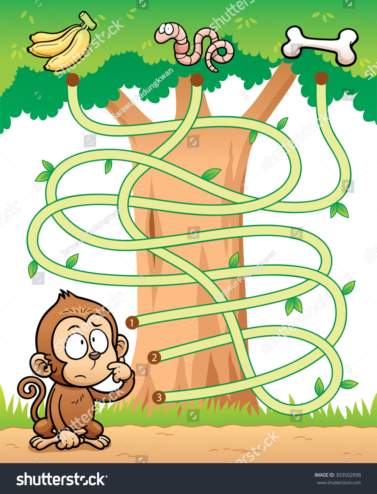Найди путь для обезьянки