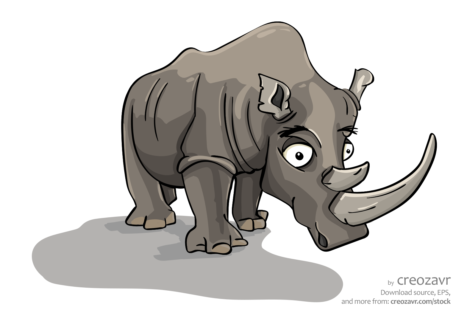 Анимационный носорог в векторе