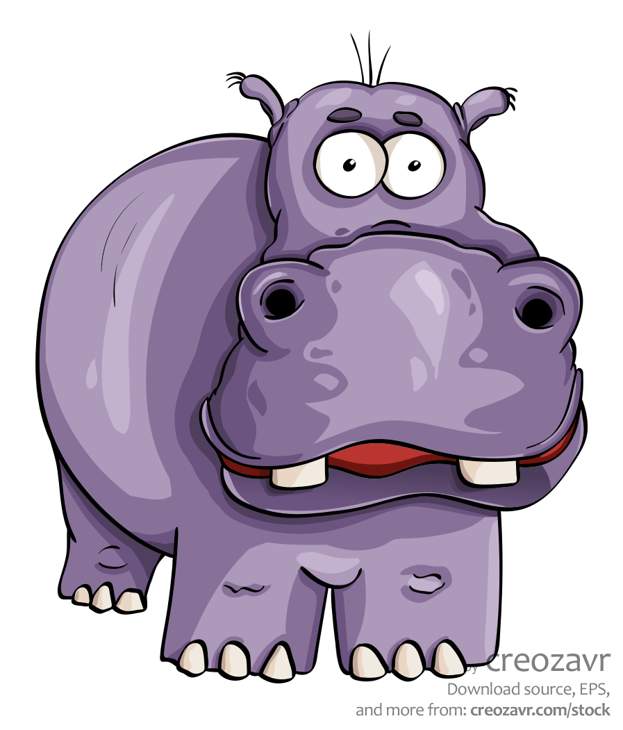 Cartoon hippo vector clipart (download)