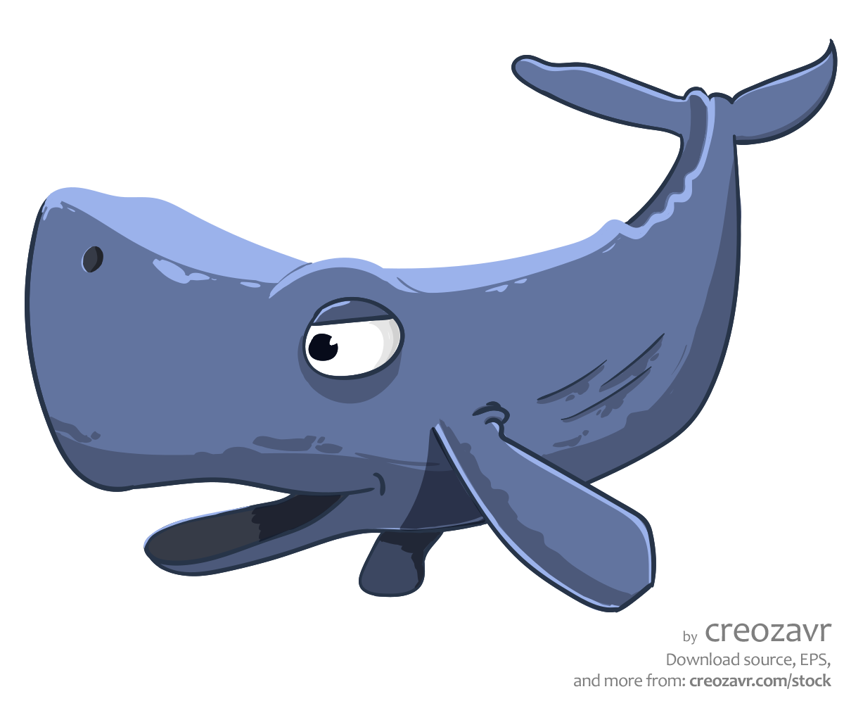 Добрый мультяшный голубой кит