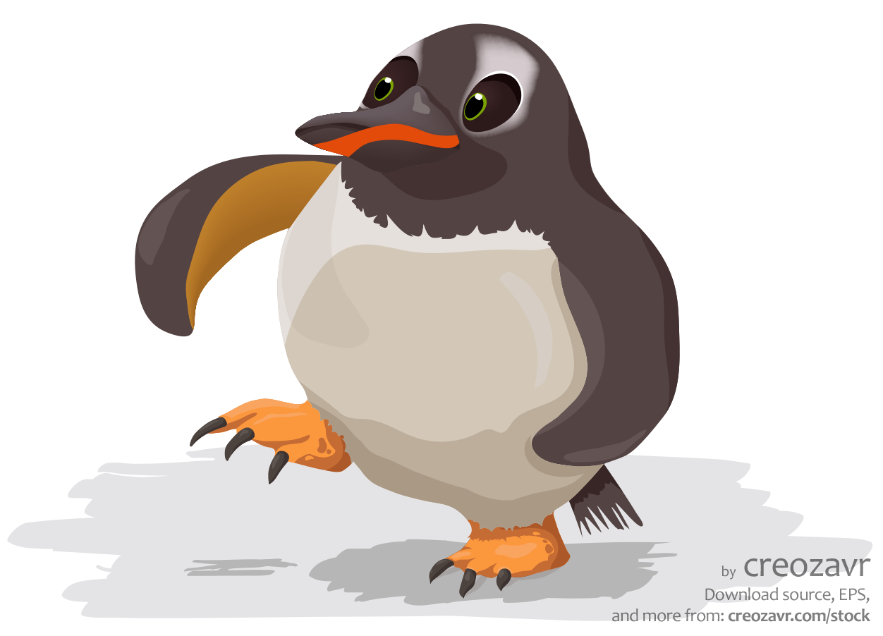 Animated cartoon penguin
