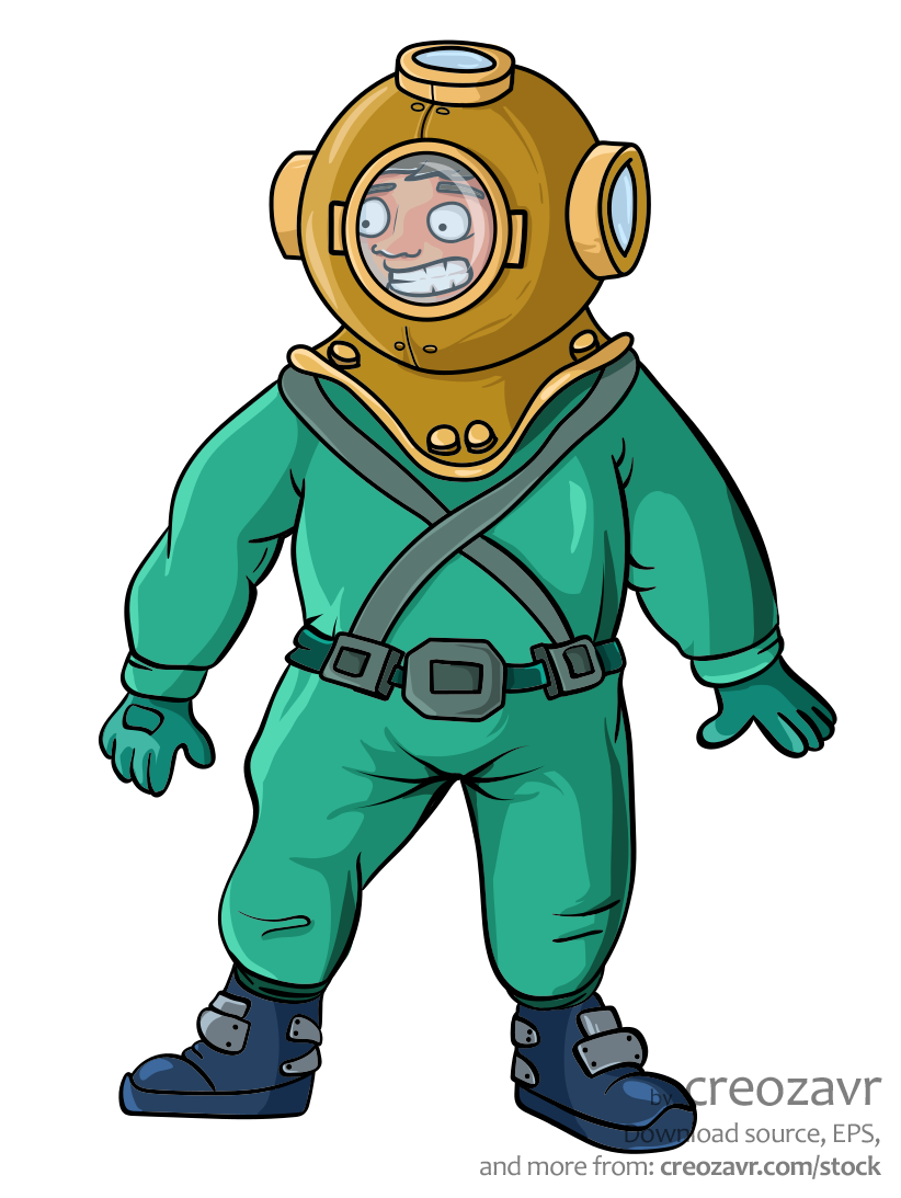 Animated diver vector clipart