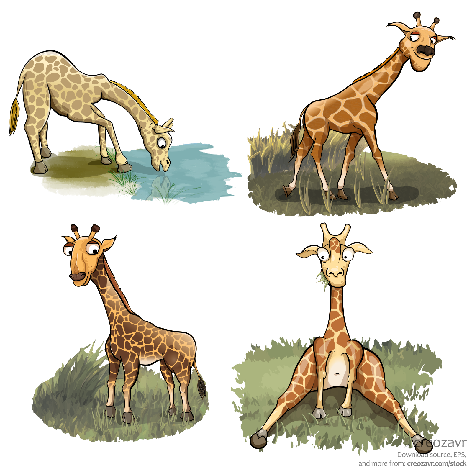 Набор векторных жирафов