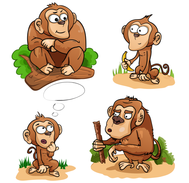 Animated set of funny monkeys