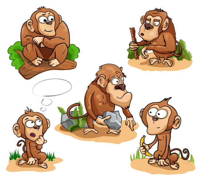 Клипарт - мультяшные обезьяны