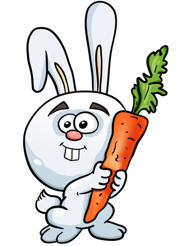 Забавный кролик с морковкой