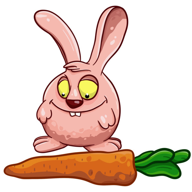 Забавный кролик с морковью