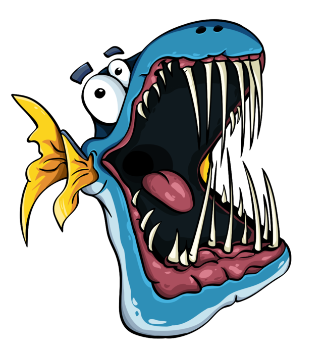 Toothy cartoon fish