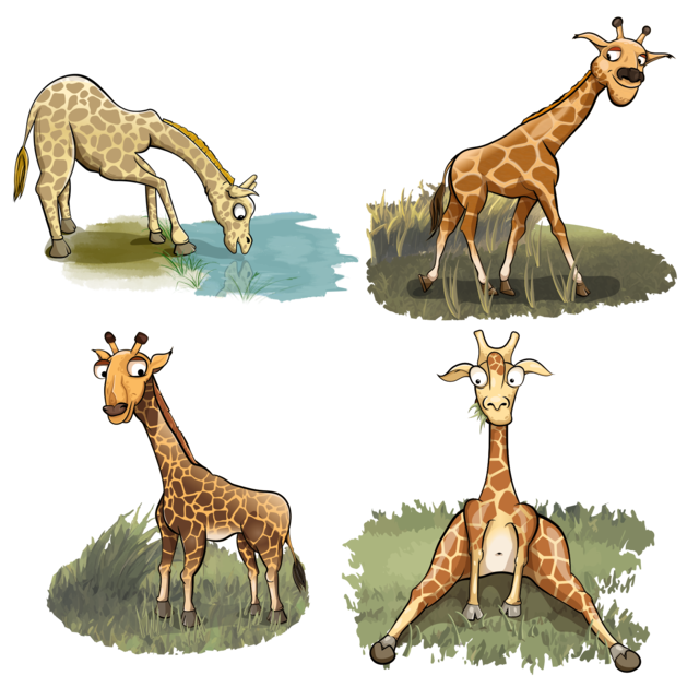 Animal collection giraffes in various poses