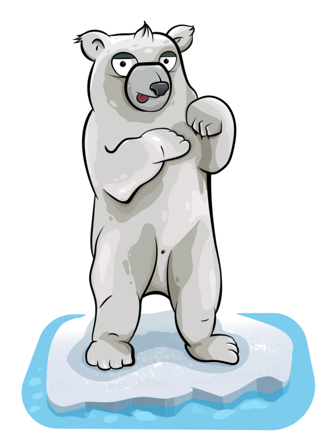 Полярный медведь стоит на льдине