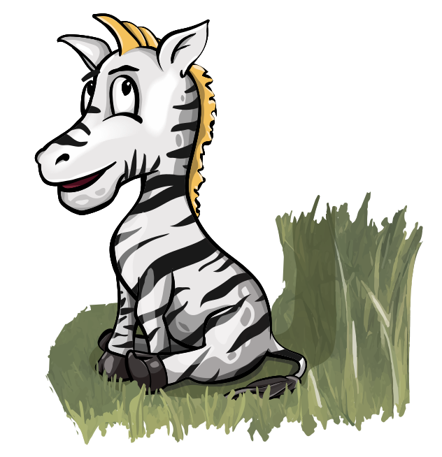 Зебра в траве сидит