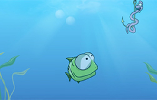 Анимация мультяшной рыбы