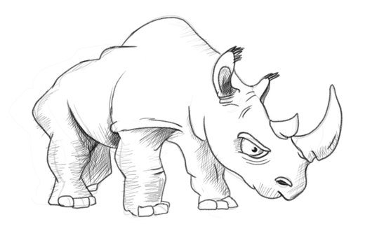 Rhino in draft sketch