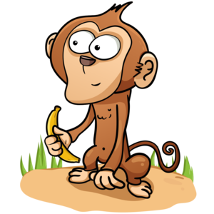 A cartoon monkey with banana