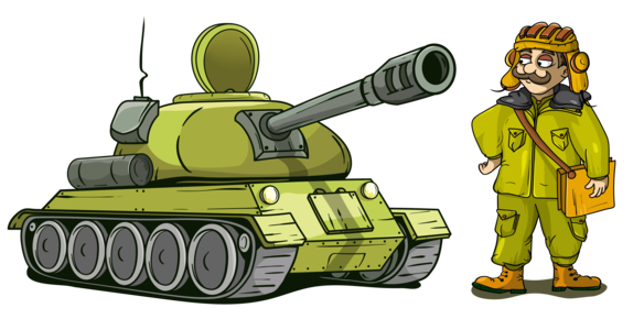 Танкист рядом с танком Т-34