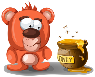 Animated bear and a pot of honey