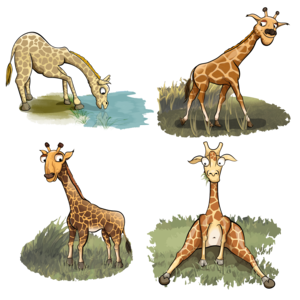 Animal collection giraffes in various poses
