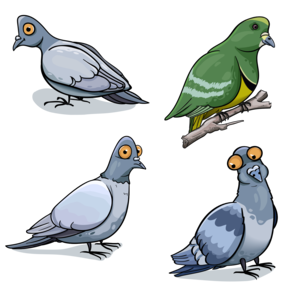 Набор векторных клипартов мультяшные голуби