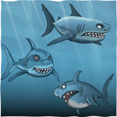Акулы векторные под водой