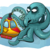 Octopus versus diver ih the bathyscaphe