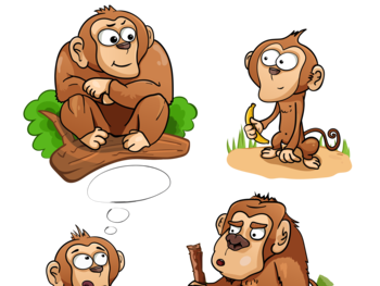 Animated set of funny monkeys