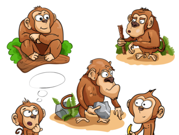 Set of animated monkeys