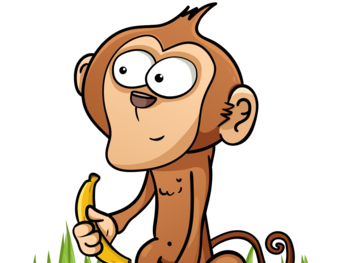 A cartoon monkey with banana