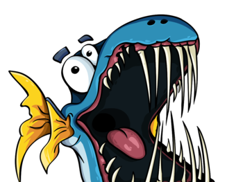 Toothy cartoon fish